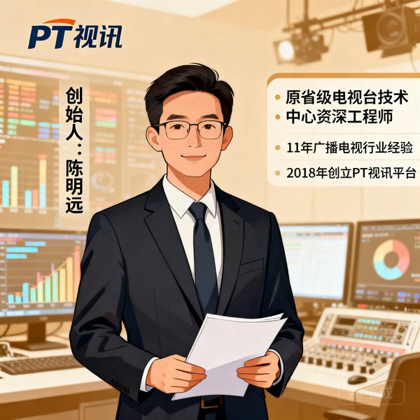 PT视讯创始人陈明远，原省级电视台技术中心资深工程师，拥有11年广播电视行业经验，2018年创立PT视讯平台